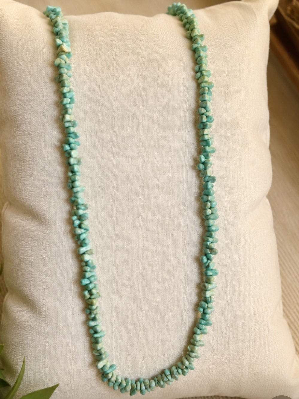 Natural Larimar Stone Beaded Necklace